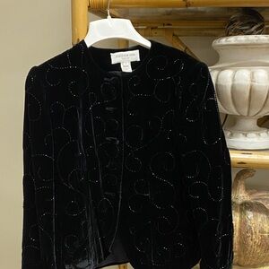 Jones New York Black Embellished Velvet Blazer
